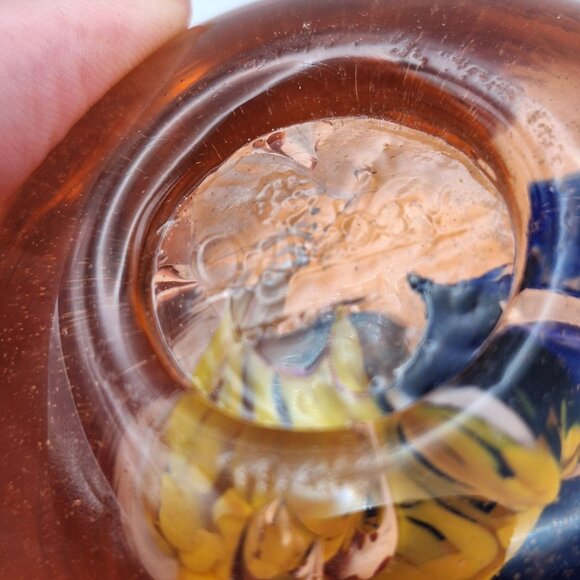 OGLEBAY WHEELING WEST VIRGINIA BLOOMING FLOWER SWIRL ROUND GLASS PAPERWEIGHT - Picture 7 of 10